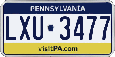 PA license plate LXU3477