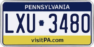 PA license plate LXU3480