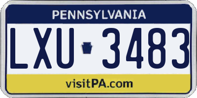 PA license plate LXU3483