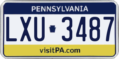PA license plate LXU3487