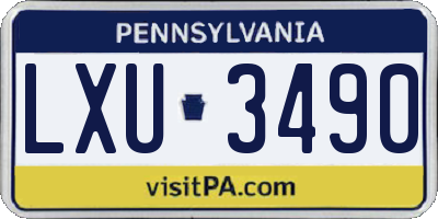 PA license plate LXU3490