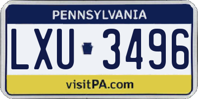 PA license plate LXU3496