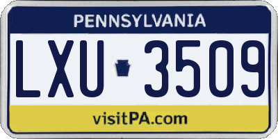 PA license plate LXU3509