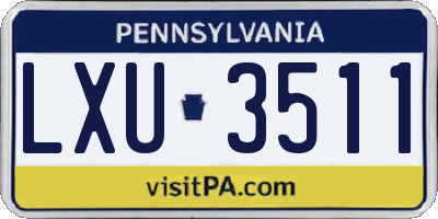 PA license plate LXU3511