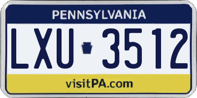 PA license plate LXU3512