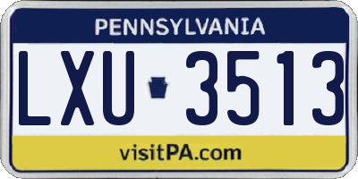 PA license plate LXU3513