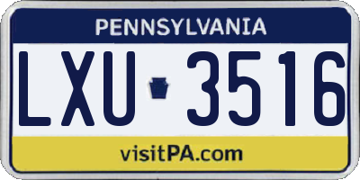 PA license plate LXU3516
