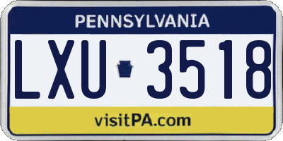 PA license plate LXU3518