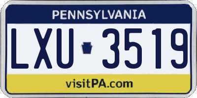 PA license plate LXU3519