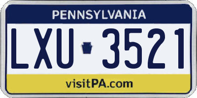 PA license plate LXU3521