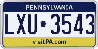 PA license plate LXU3543