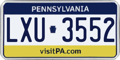 PA license plate LXU3552