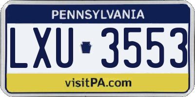 PA license plate LXU3553