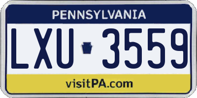 PA license plate LXU3559