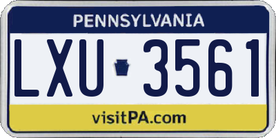 PA license plate LXU3561
