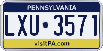PA license plate LXU3571
