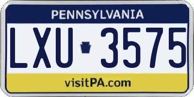 PA license plate LXU3575