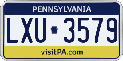 PA license plate LXU3579