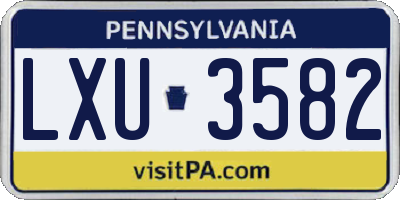 PA license plate LXU3582