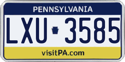 PA license plate LXU3585