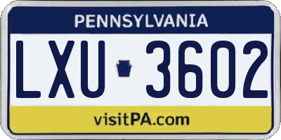 PA license plate LXU3602