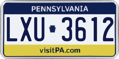 PA license plate LXU3612