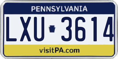 PA license plate LXU3614