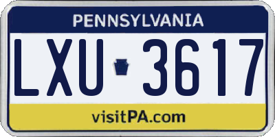 PA license plate LXU3617