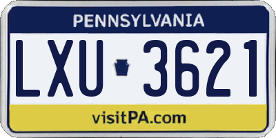 PA license plate LXU3621