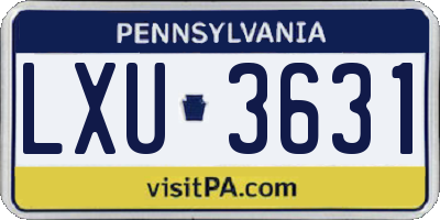 PA license plate LXU3631
