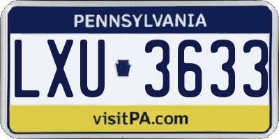 PA license plate LXU3633
