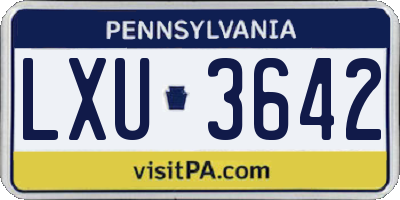 PA license plate LXU3642