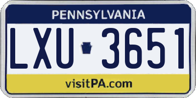 PA license plate LXU3651