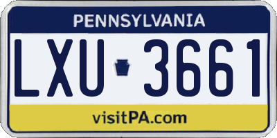 PA license plate LXU3661