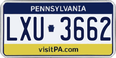 PA license plate LXU3662