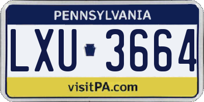 PA license plate LXU3664