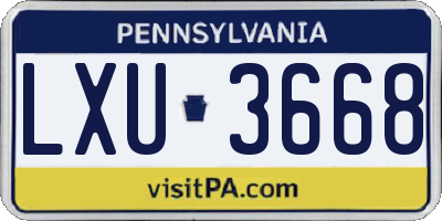 PA license plate LXU3668