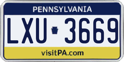 PA license plate LXU3669