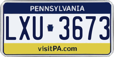 PA license plate LXU3673