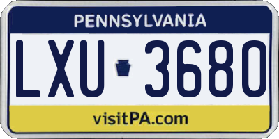 PA license plate LXU3680