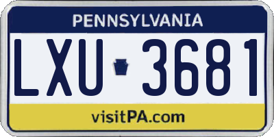 PA license plate LXU3681