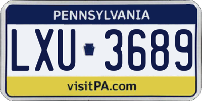 PA license plate LXU3689