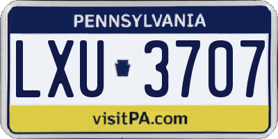 PA license plate LXU3707