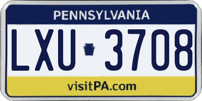 PA license plate LXU3708