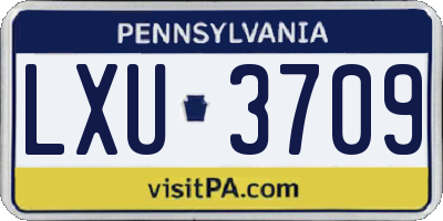 PA license plate LXU3709