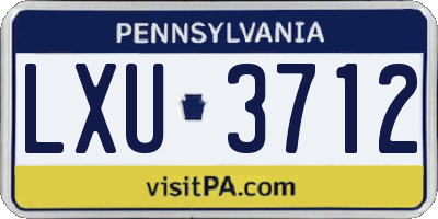 PA license plate LXU3712