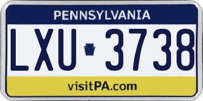 PA license plate LXU3738