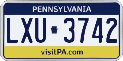 PA license plate LXU3742