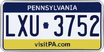 PA license plate LXU3752
