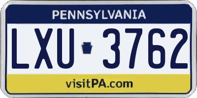PA license plate LXU3762
